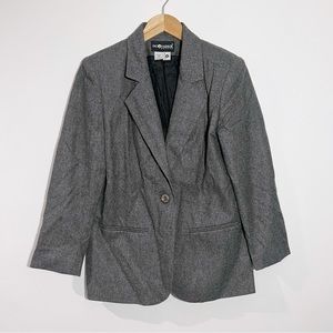Sag‎ Harbor Wool Blend Blazer In Gray W/ Pockets Size 4 Petite